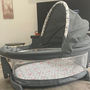 Gray Baby Bassinet with Canopy